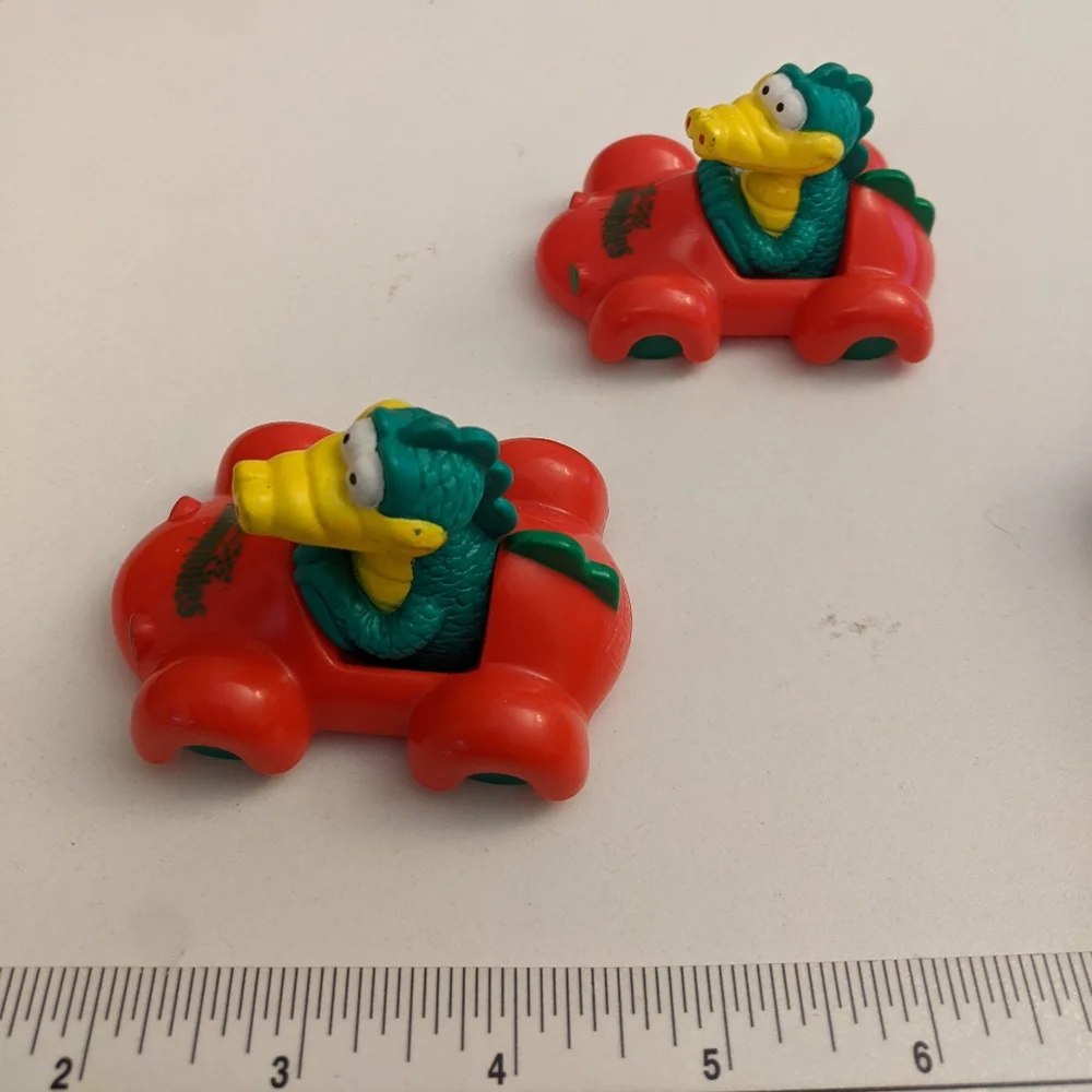 Vintage Hardee's Animobiles Toys 1996 Collectible Pair of Croc driving red cars